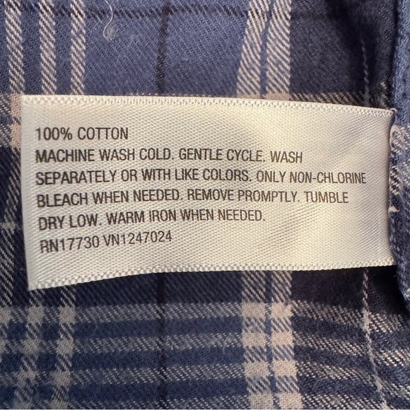 Merona Flannel Navy Checkered Cotton Fabric Size Large - Picture 6 of 6